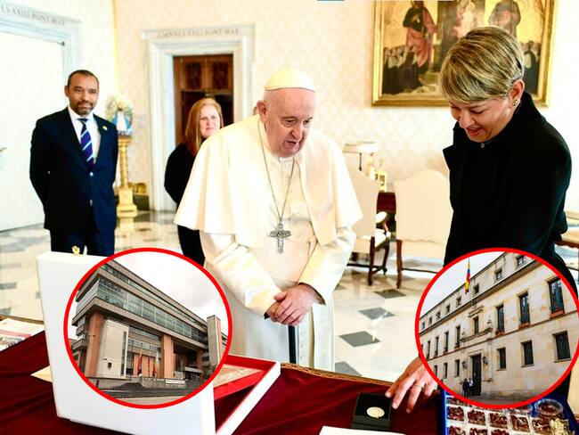 Encuentro entre el papa Francisco y la primera dama de Colombia, Verónica Alcocer, en Ciudad del Vaticano.