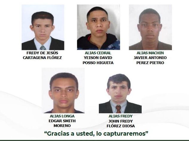 Cartel de los más buscados en el Suroeste de Antioquia.