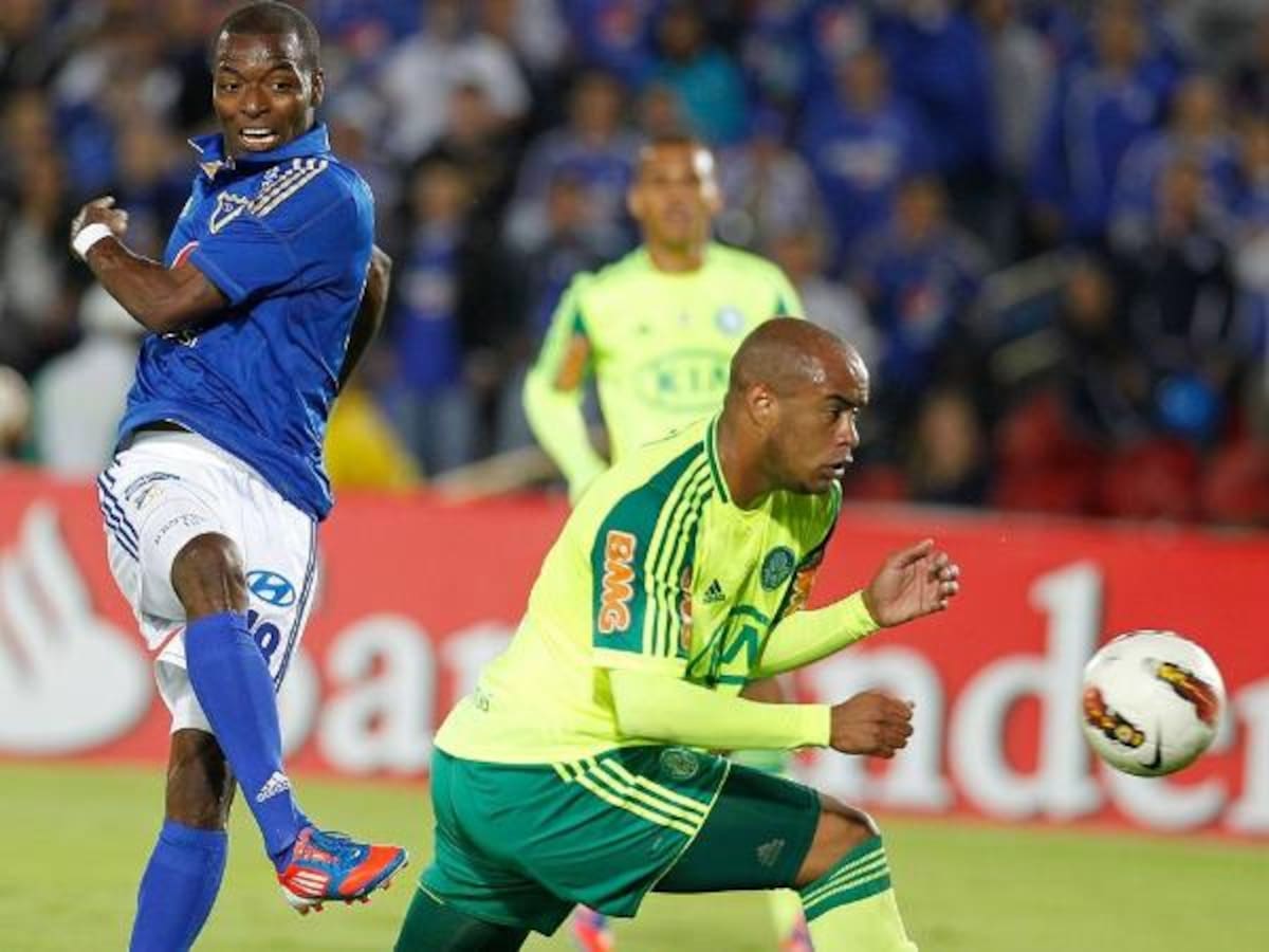 Wason Rentería marcó el segundo gol de su equipo ante Palmeiras en Bogotá.