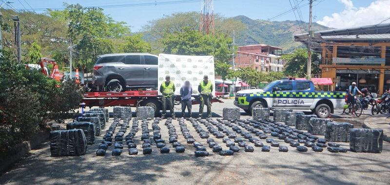 Marihuana incautada en la pintada- foto policía Antioquia