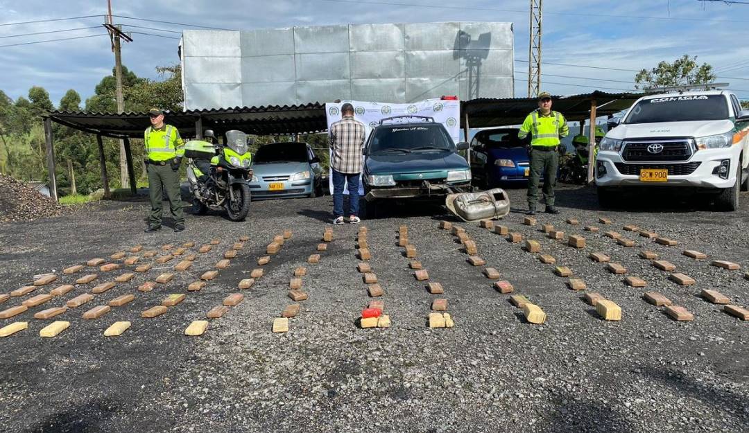 Incautaron 100 kilos de marihuana en el sector de Sabinas. Crédito: Policía Metropolitana de Manizales.