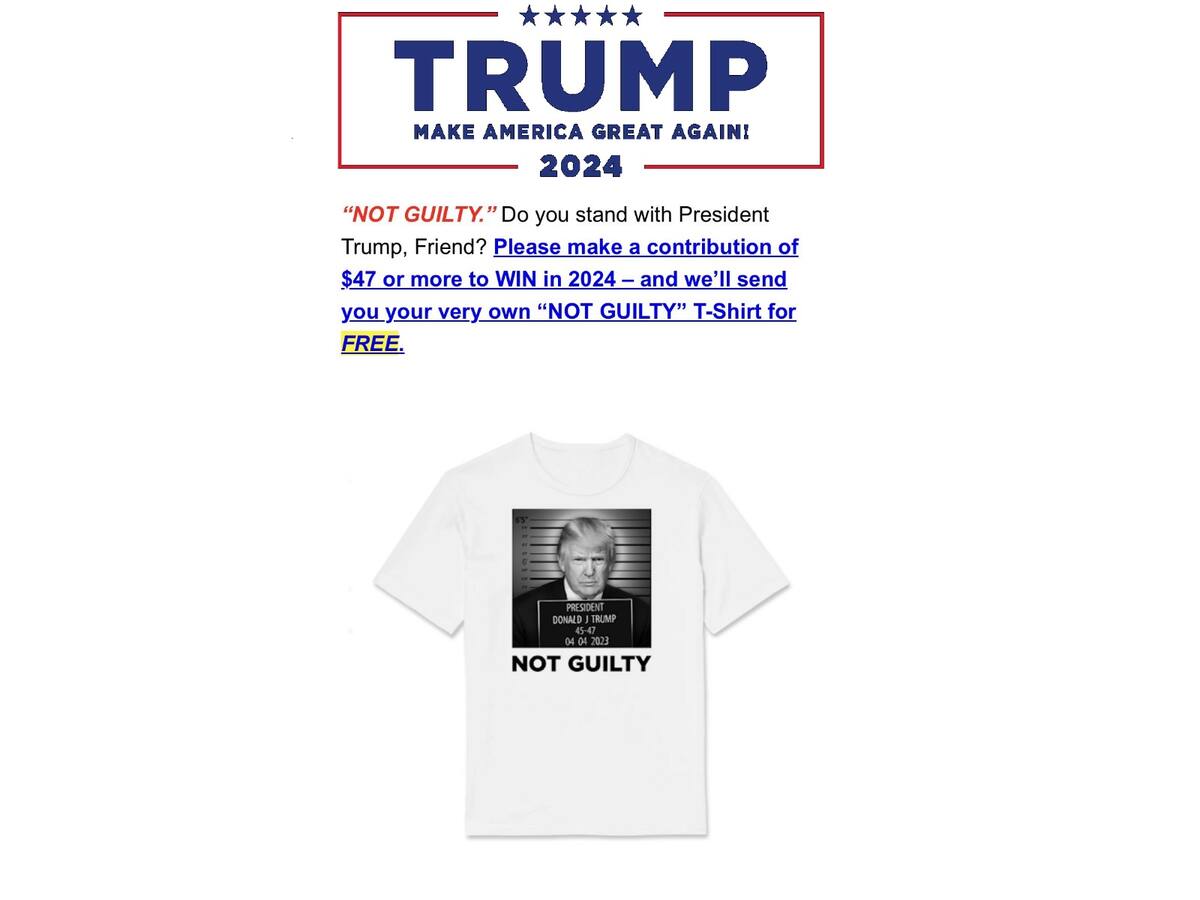 Campaña presidencial de Trump lanza a la venta de camisetas con foto policial falsa