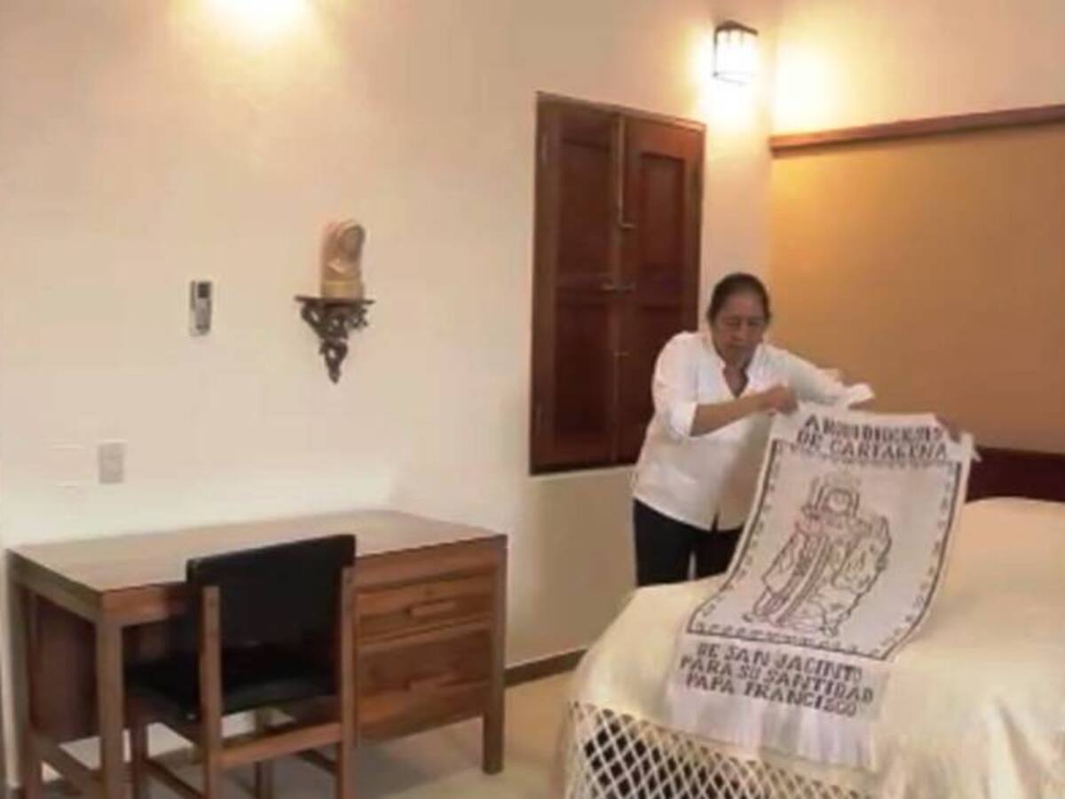 Habitación Uno de la casa arzobispal en Cartagena, lista para el descanso del Papa Francisco