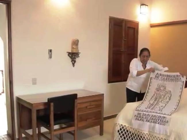 Habitación Uno de la casa arzobispal en Cartagena, lista para el descanso del Papa Francisco