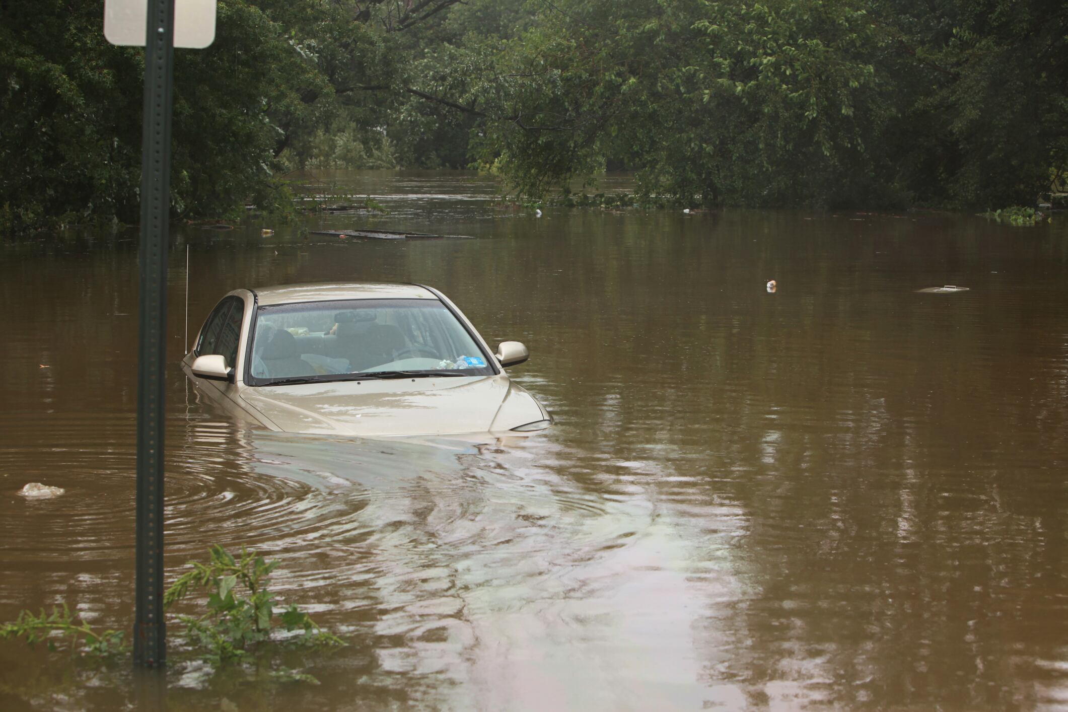 Car Water Damage. Concepts of Auto Flood Insurance.