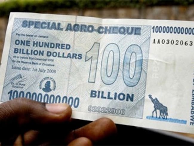 Zimbabue lanza un billete de 100 billones de dólares