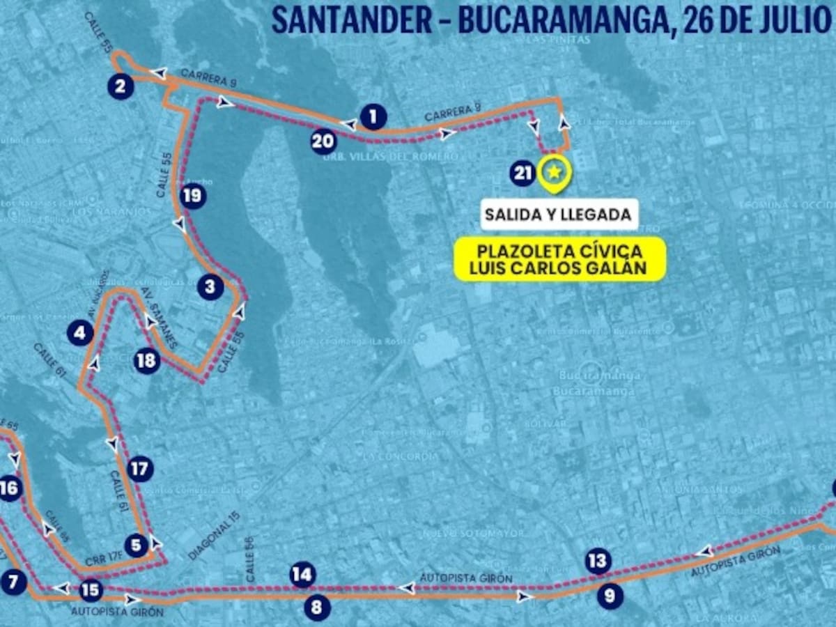 ¡Atentos! Cierres viales en Bucaramanga este domingo 26 de julio por carrera atlética