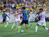 Luis Díaz enfrentando a Croacia con la Selección Colombia. (Futbol, Amistoso, Croacia) EFE/EPA/CRISTOBAL HERRERA-ULASHKEVICH