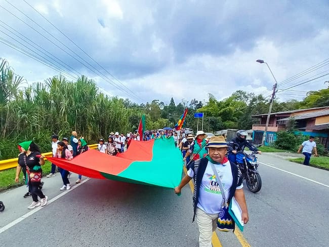 Movilización del Consejo Regional Indígena del Cauca (CRIC) hacia Popayán / Foto: Twitter @CRIC_Cauca
