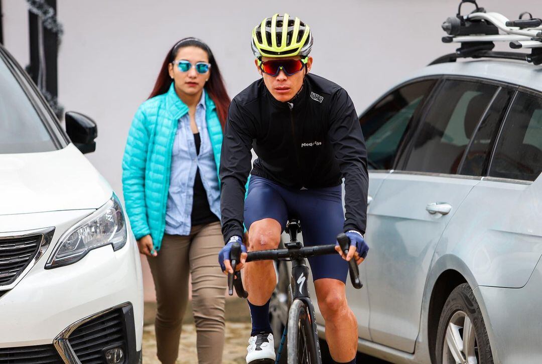 Miguel Ángel López en su primera carrera con el Team Medellín / Instagram: miguelsuperlopez