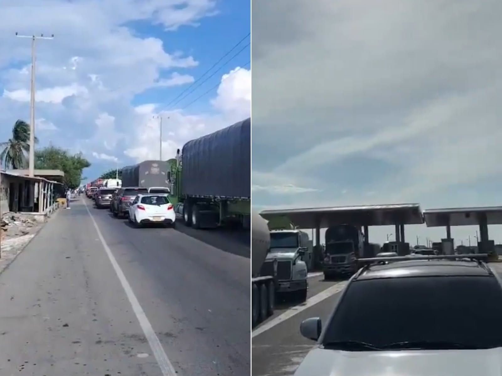 Protesta en Tasajera por falta de agua bloquea la Troncal del Caribe y afecta movilidad entre Santa Marta- Barranquila. Foto; Captura de video