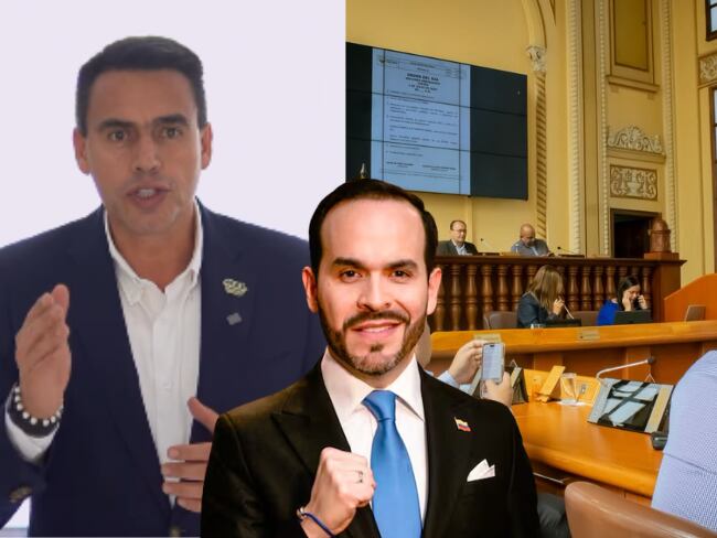 Jorge Eduardo Rojas, alcalde de Manizales, Abelardo De La Espriella, presidente electo de Colombia y recinto de la Asamblea de Caldas. Fotos: @jorgeerojasg, Asamblea de Caldas y archivo.