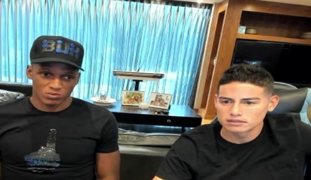 Yerry Mina y James Rodríguez en charla en canal de Twitch