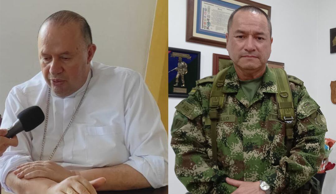Monseñor Mario Álvarez, obispo de Istmina-Tadó y General Oscar Murillo, Comandante de la Fuerza de Tarea Titán