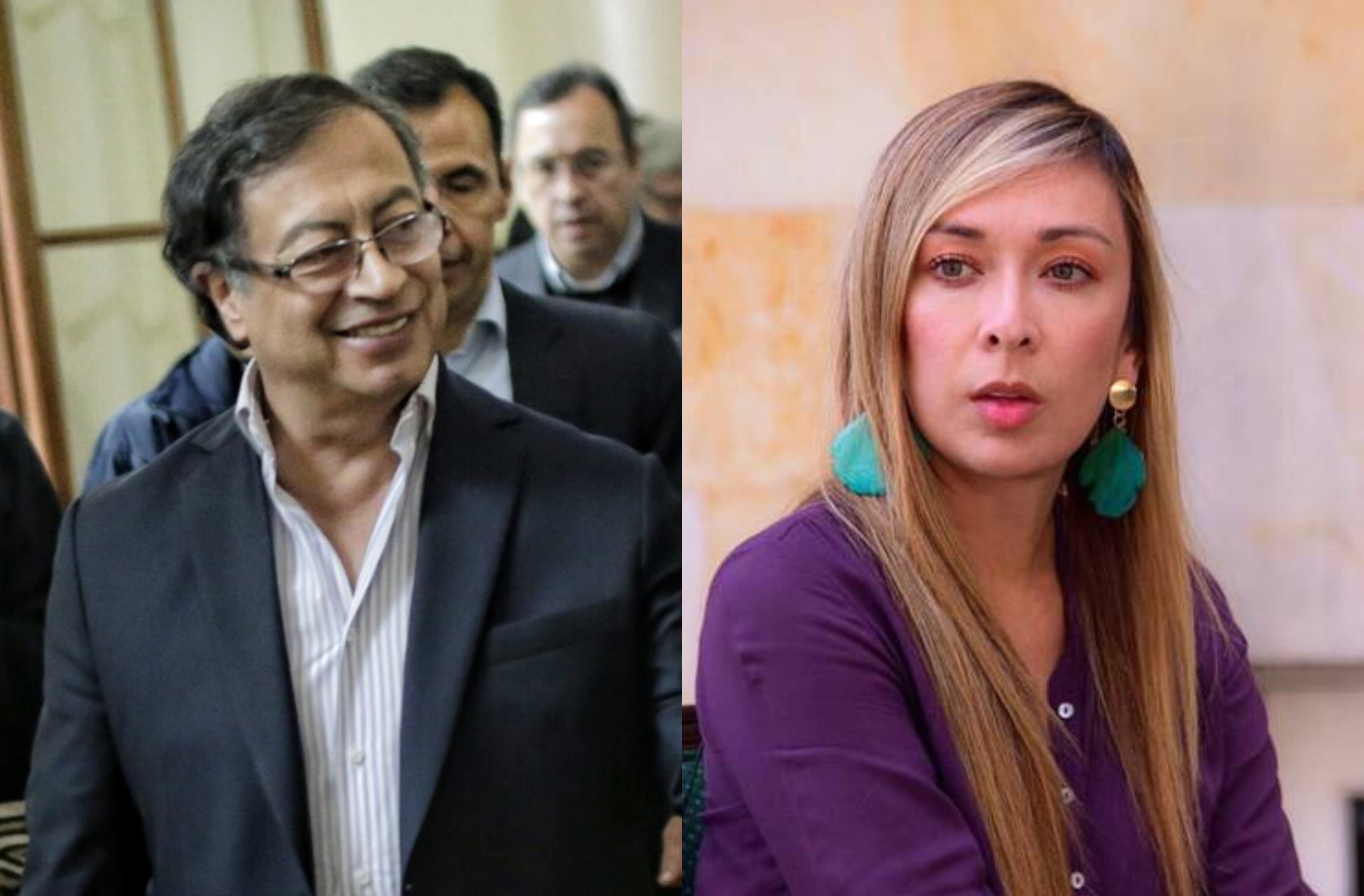 Gustavo Petro y Katherine Miranda. Foto: Colprensa y Twitter.