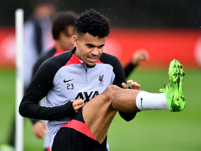 Luis Díaz en entrenamiento con el Liverpool / Foto (Getty Images)