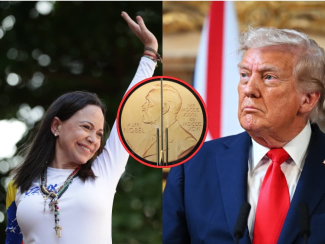 María Corina Machado. Donald Trump. Premio Nobel. Fotos: AFP.