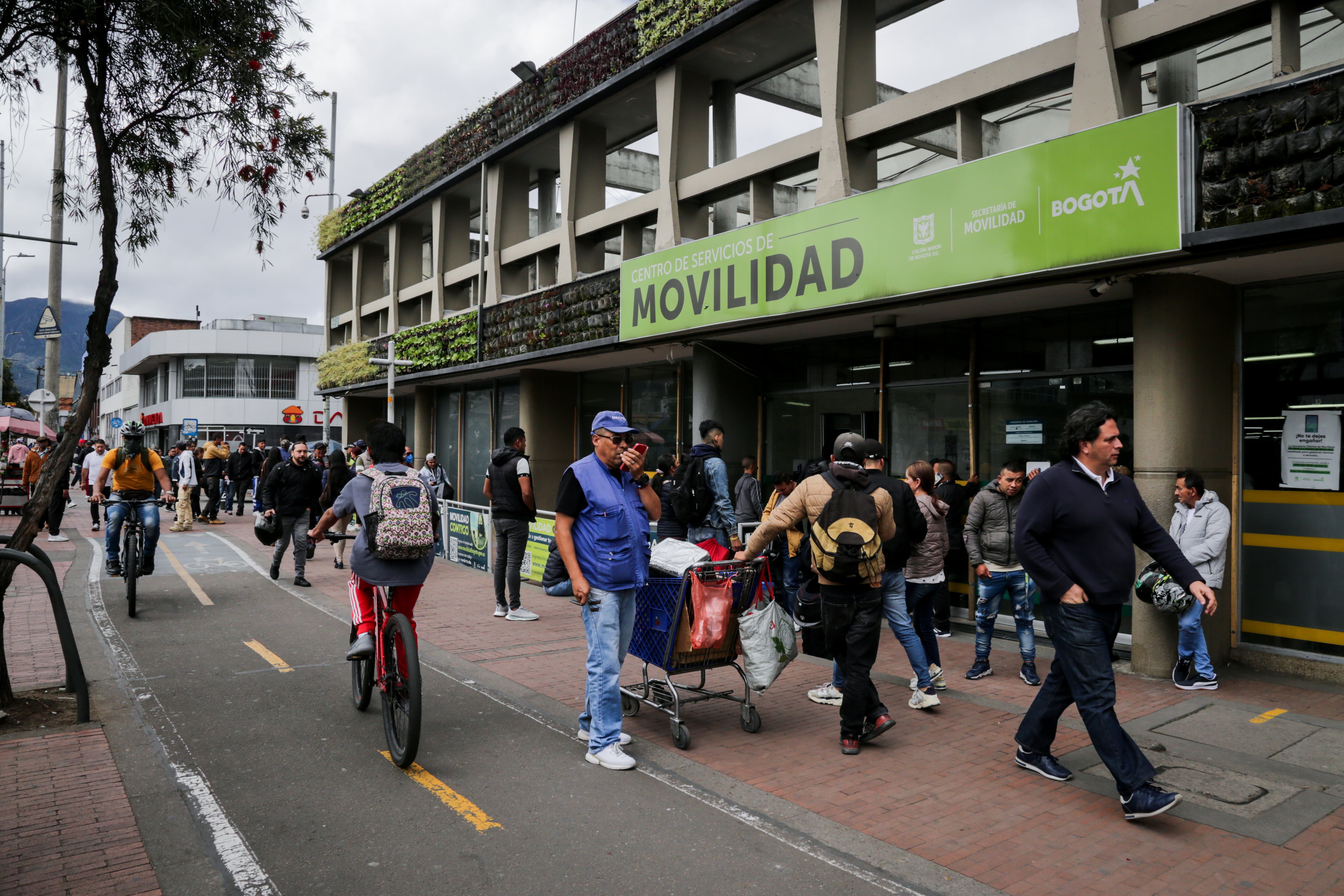 La Secretaría de Movilidad de la Calle 13 atiende largas filas de personas esperando a realizar multiples procedimientos.