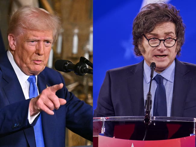 Donald Trump. FOTO: ROBERTO SCHMIDT/AFP via Getty Images - Javier Milei. FOTO:DOMINIC GWINN/Middle East Images/AFP via Getty Images.