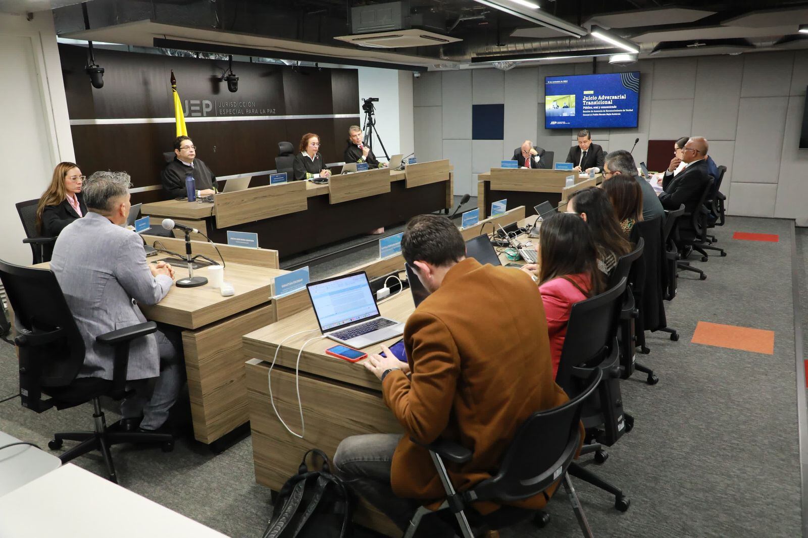 Juicio en la JEP por falsos positivos contra Publio Hernán Mejía, coronel retirado del Ejército. Foto Cortesía