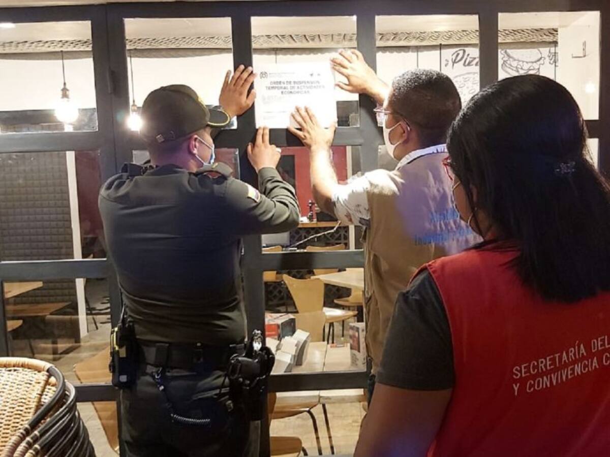 Cerraron dos establecimientos por incumplir toque de queda en Cartagena
