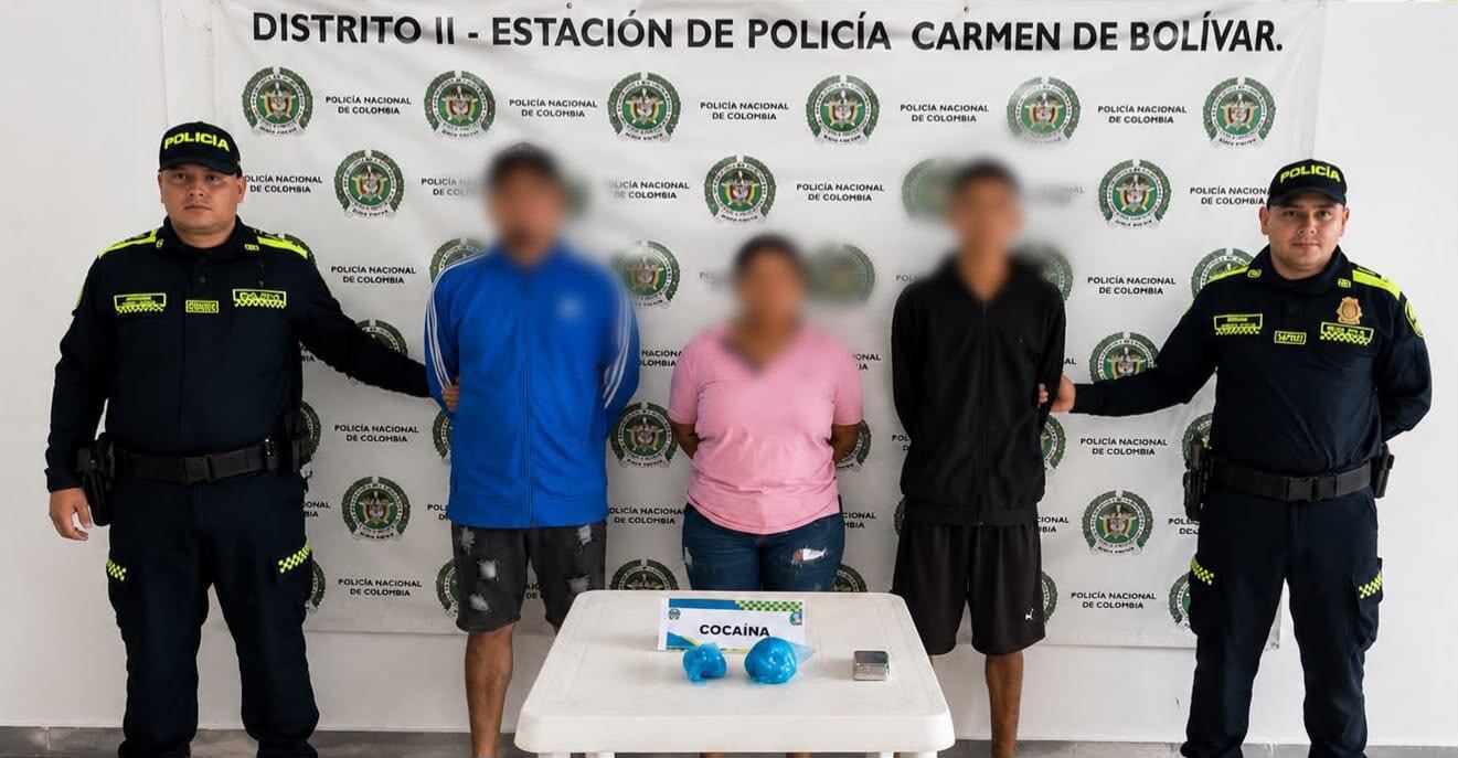 Capturados por tráfico de drogas. // Policía de Bolívar