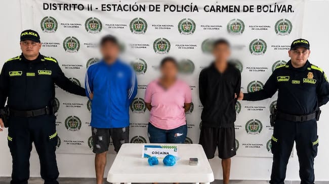 Capturados por tráfico de drogas. // Policía de Bolívar