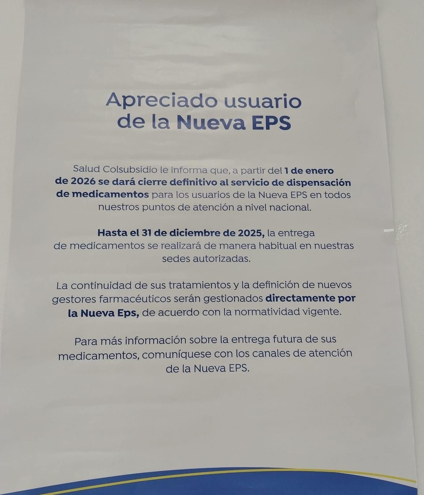 Preocupación en Norte de Santander por suspensión en la entrega de medicamentos a usuarios de la Nueva EPS. Foto: Cortesía.