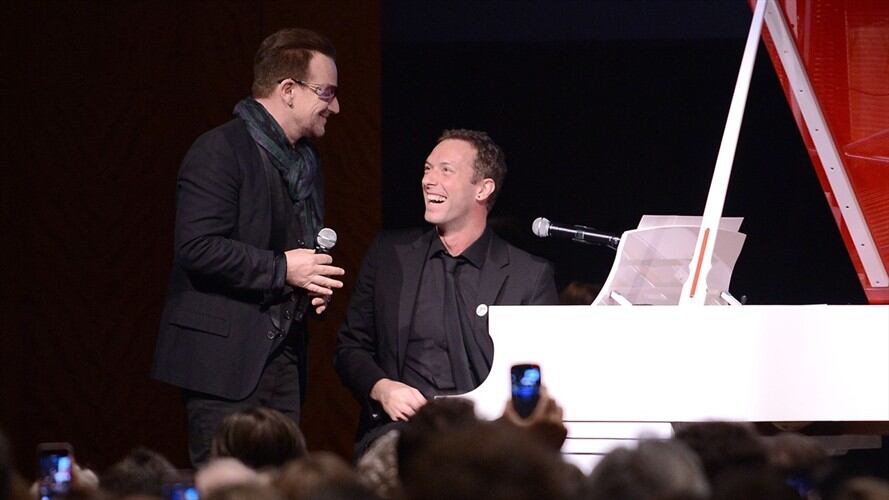 Bono y Chris Martin juntos por Frank Sinatra. Foto: Getty Images