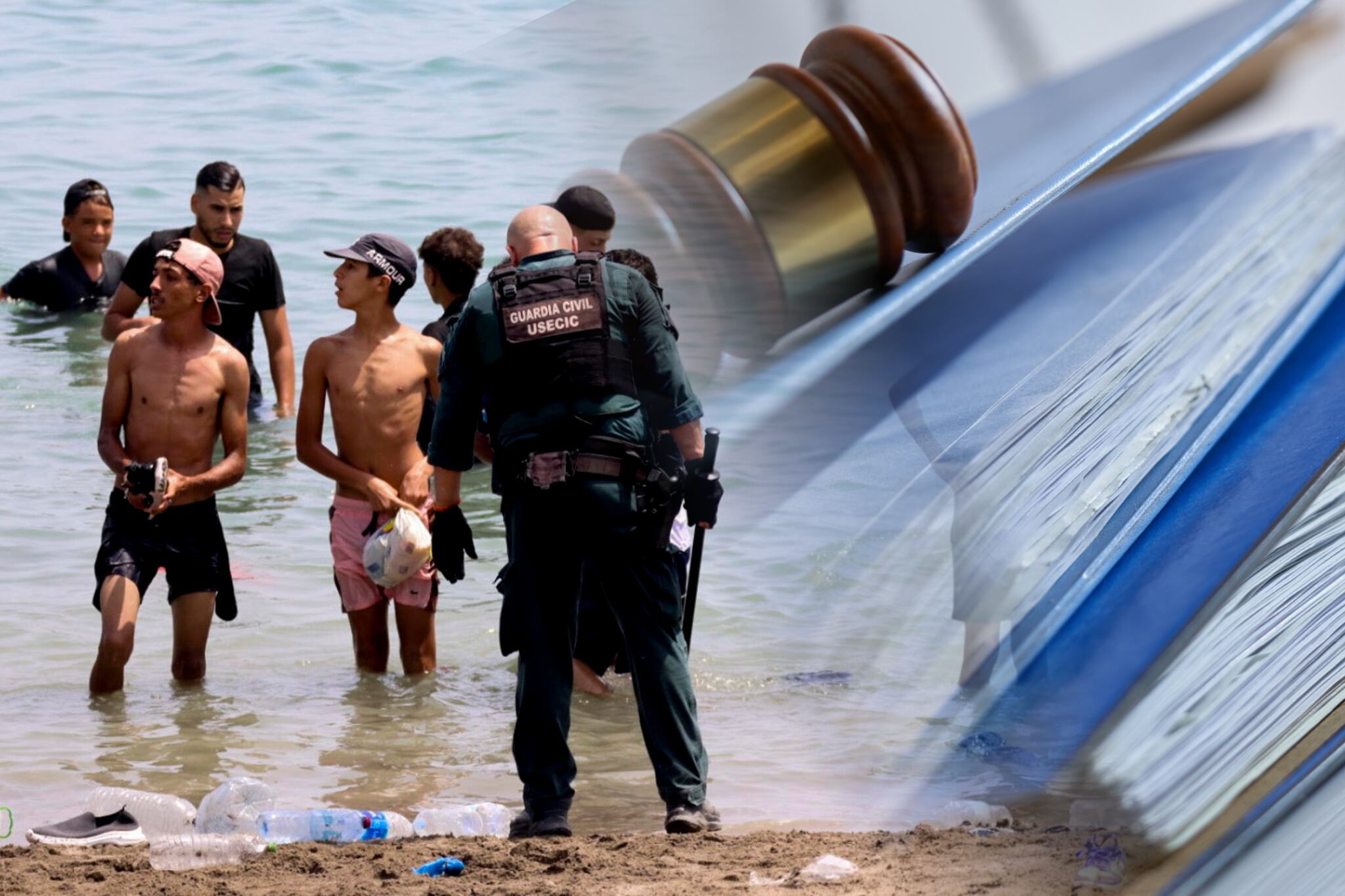 Imagen de la playa tomada de EFE imagenes (Autor: Reduan Dris) // Imagen de los documentos tomada de Getty imagenes (Autor: May Lim / 500px)