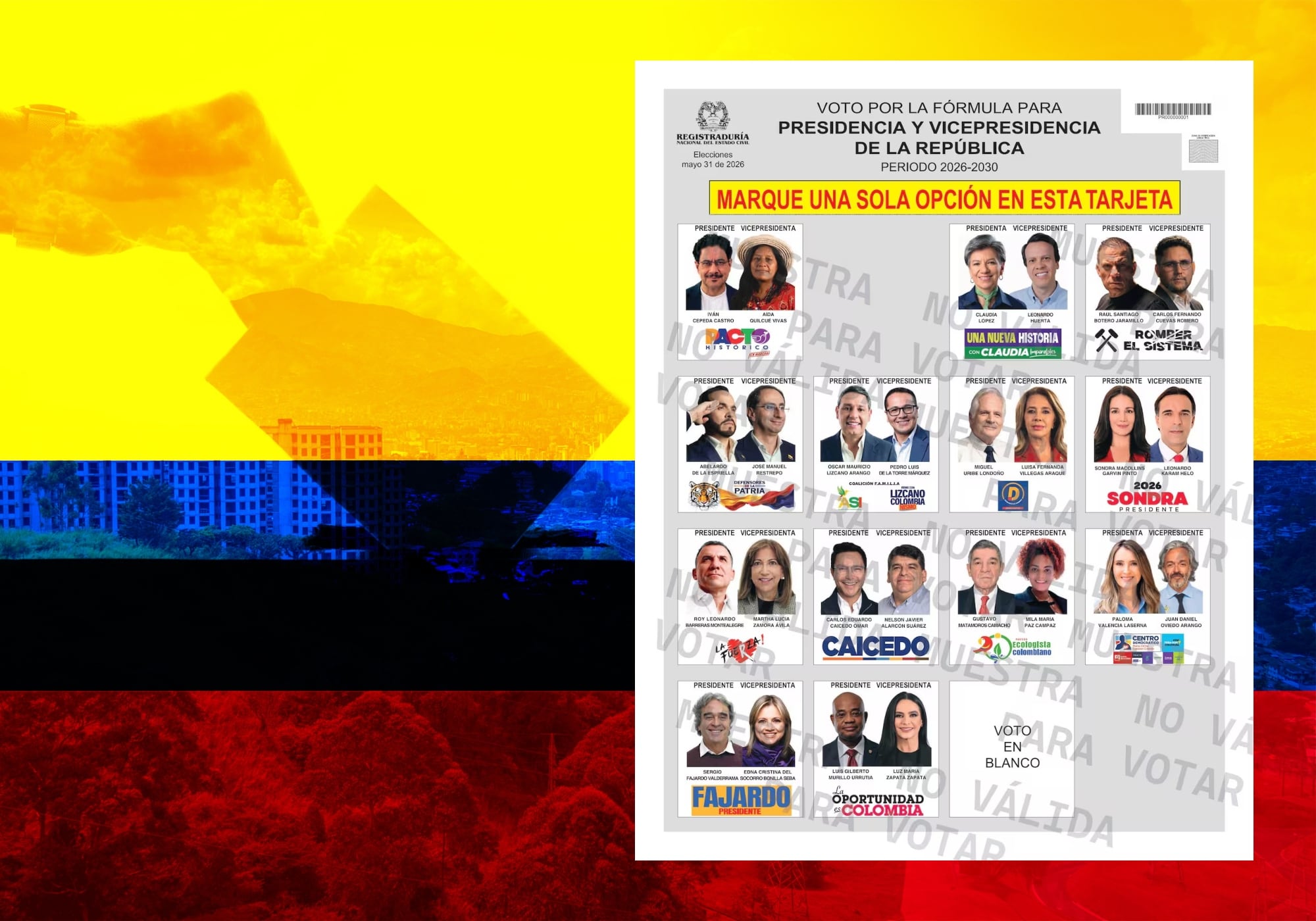 Imagen de referencia de elecciones Colombia y tarjetón. Fotos: Getty Images / Registraduría