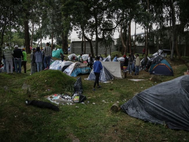 Cambuches de migrantes venezolanos en Bogotá 