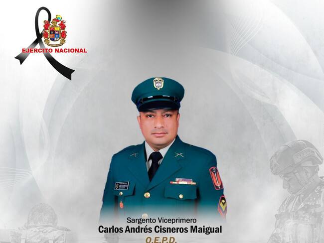 Sargento viceprimero Carlos Andrés Cisneros Maigual, asesinado en quema de bus en Caquetá.