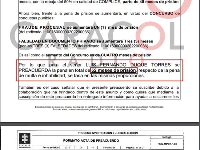 Preacuerdo entre Luis Fernando Duque y la Fiscalía por el caso Centros Poblados