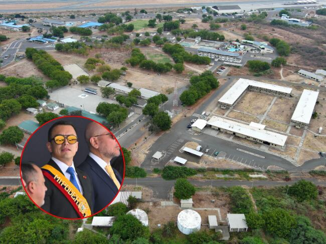 Esta vista aérea muestra las instalaciones que albergaban un puesto de operaciones avanzado de Estados Unidos en la Base Aérea Eloy Alfaro en Manta, Ecuador, el 8 de noviembre de 2025. AFP.