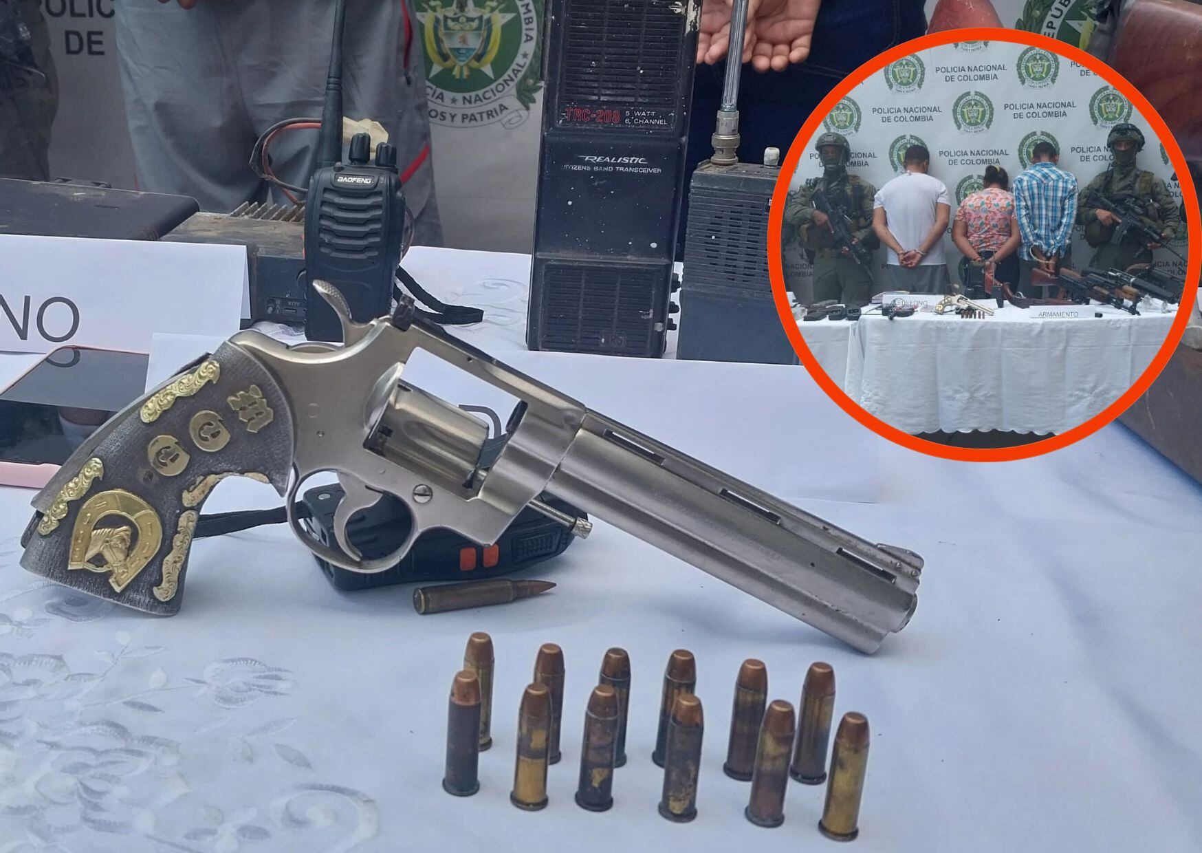 Alias 'Guzmán' y dos miembros del Clan del Golfo fueron capturados en La Guajira. Cortesía: Gaula de Policía.