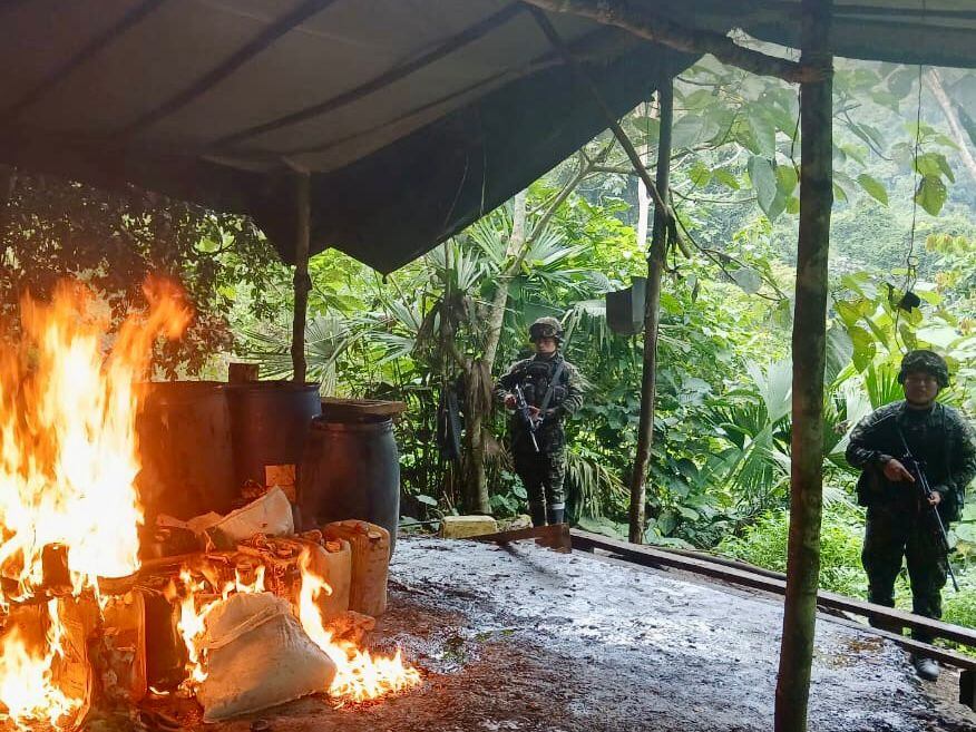Laboratorios de cocaína destruidos en San Luis, Antioquia. Foto: Cuarta Brigada.