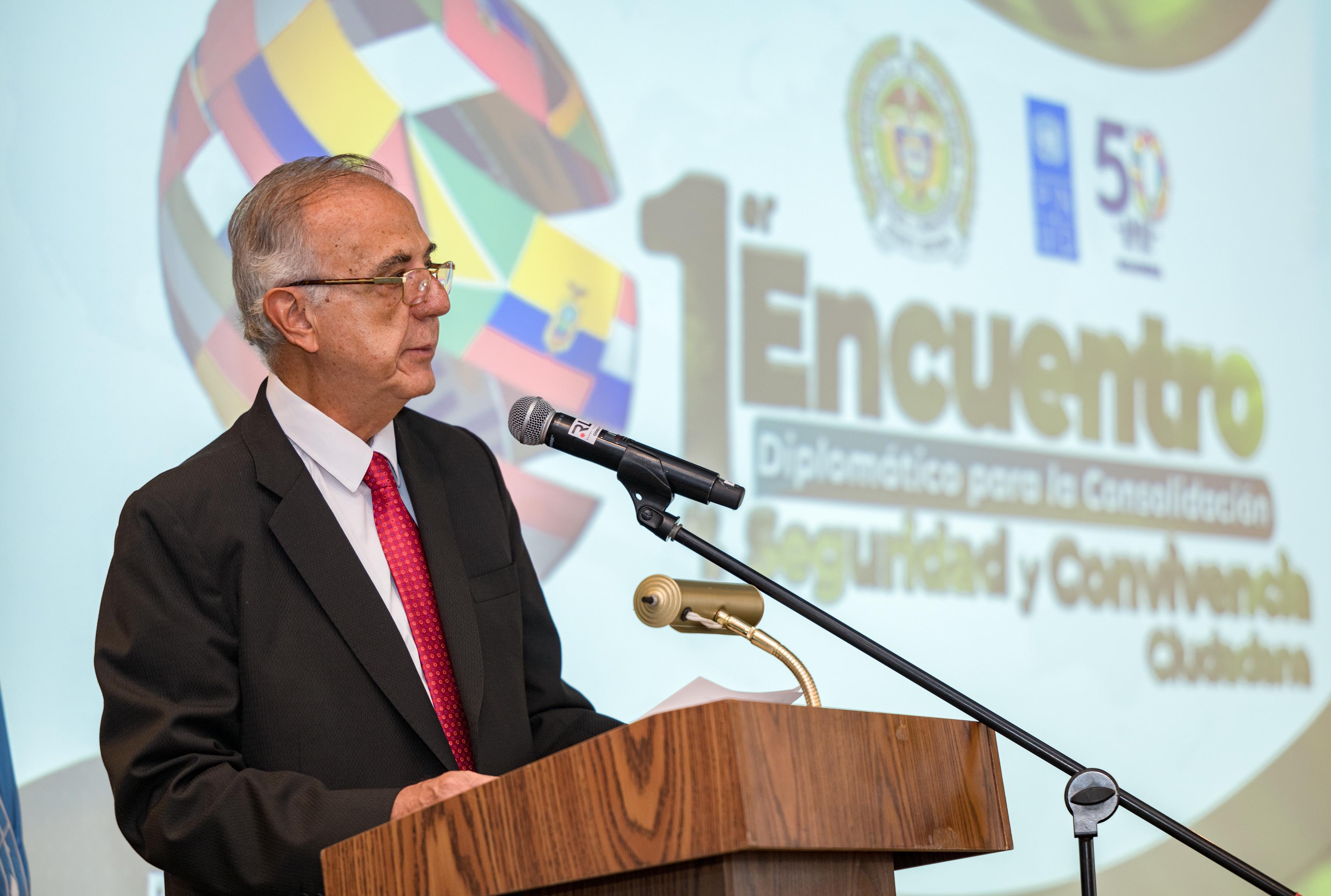 Iván Velásquez en el 'Primer Encuentro Diplomático para la Consolidación de la Seguridad y Convivencia Ciudadana'. Cortesía: MinDefensa.