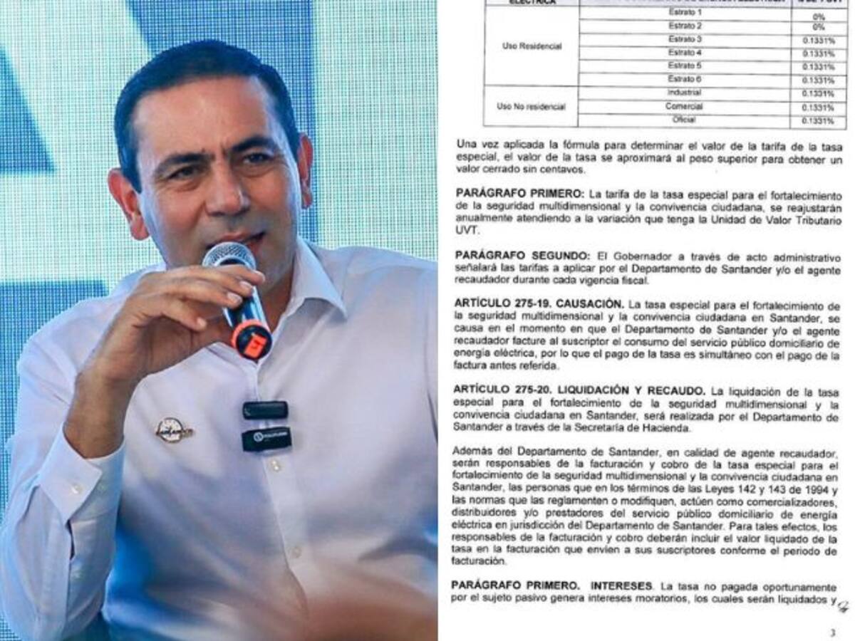 Santander: Gobernador firmó decreto para iniciar el cobro de la tasa para la seguridad