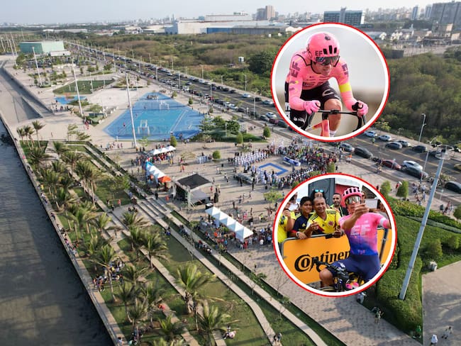 Malecón del río, acompañado de imagines de Rigoberto Urán en competencias.