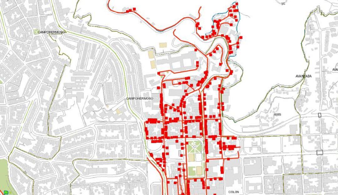 Sector afectado por el corte de agua en Manizales