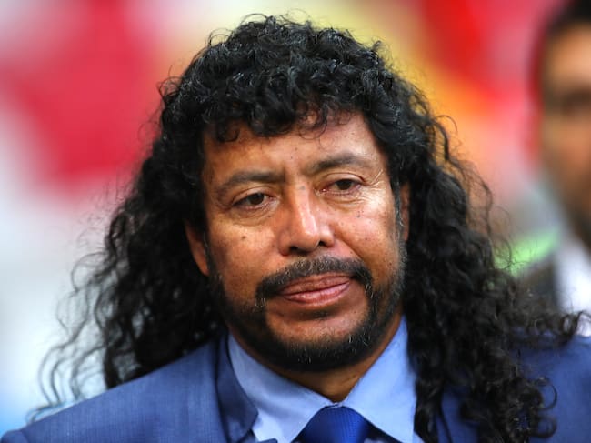 KAZAN, RUSSIA - JUNE 24: Colombia legend Rene Higuita looks on prior to the 2018 FIFA World Cup Russia group H match between Poland and Colombia at Kazan Arena on June 24, 2018 in Kazan, Russia. (Photo by Robbie Jay Barratt - AMA/Getty Images)