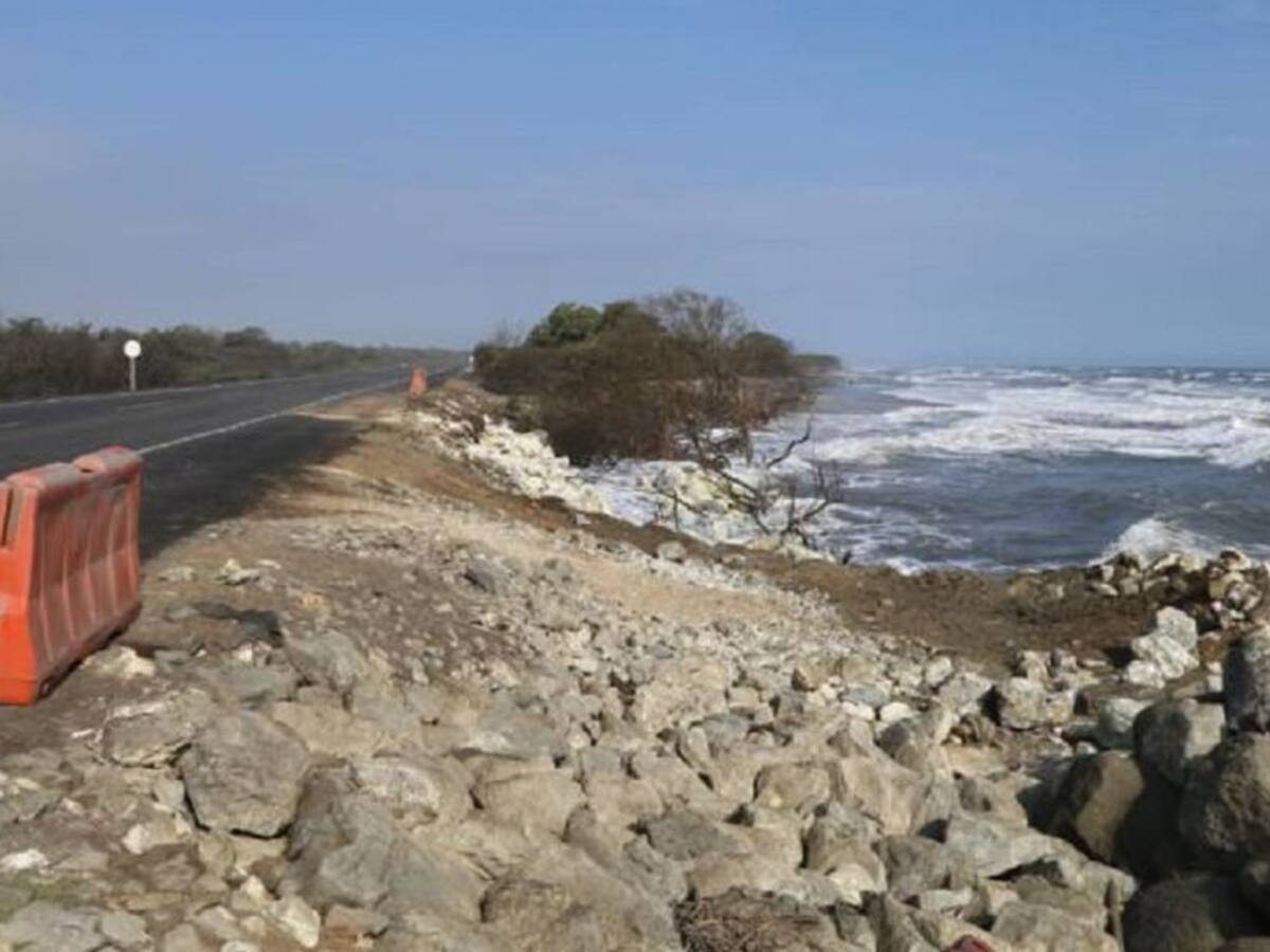 Avanza en un 78% las obras del enrocado en el Km 19 de la vía a Santa Marta