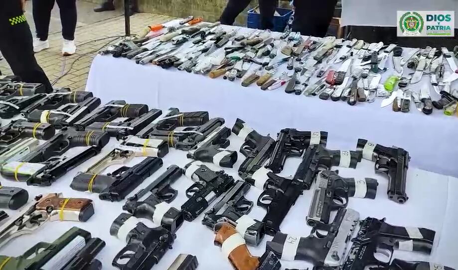 Armas incautadas por la Policía Metropolitana de Pereira