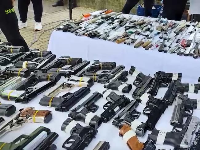 Armas incautadas por la Policía Metropolitana de Pereira