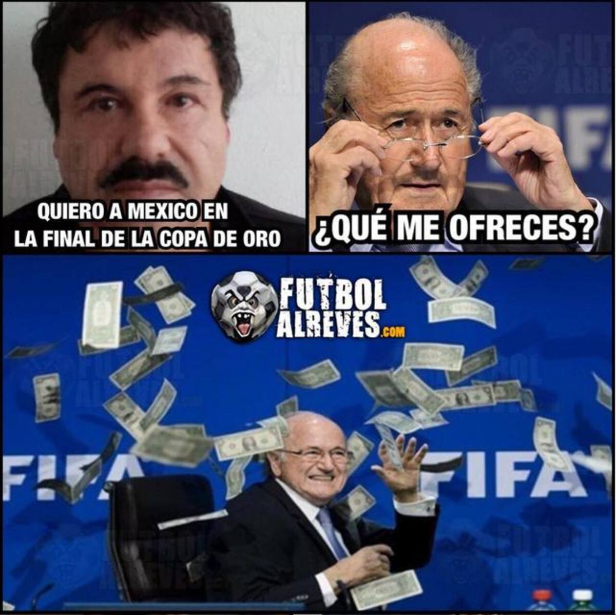 Una Fifa corrupta, un mal arbitro y el chapo son los protagonistas de las burlas en la web.