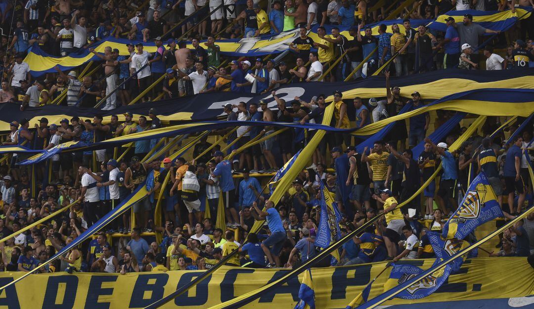 La hinchada de Boca Juniors en un partido de la Superliga 2019-20