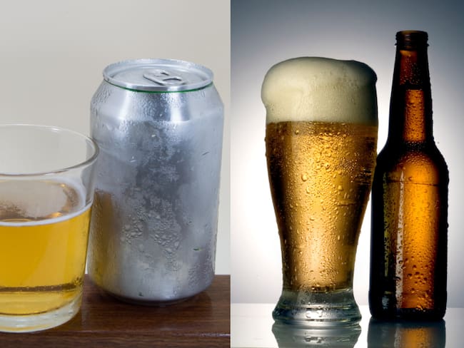 Cerveza en lata y cerveza en botella (Getty Images)
