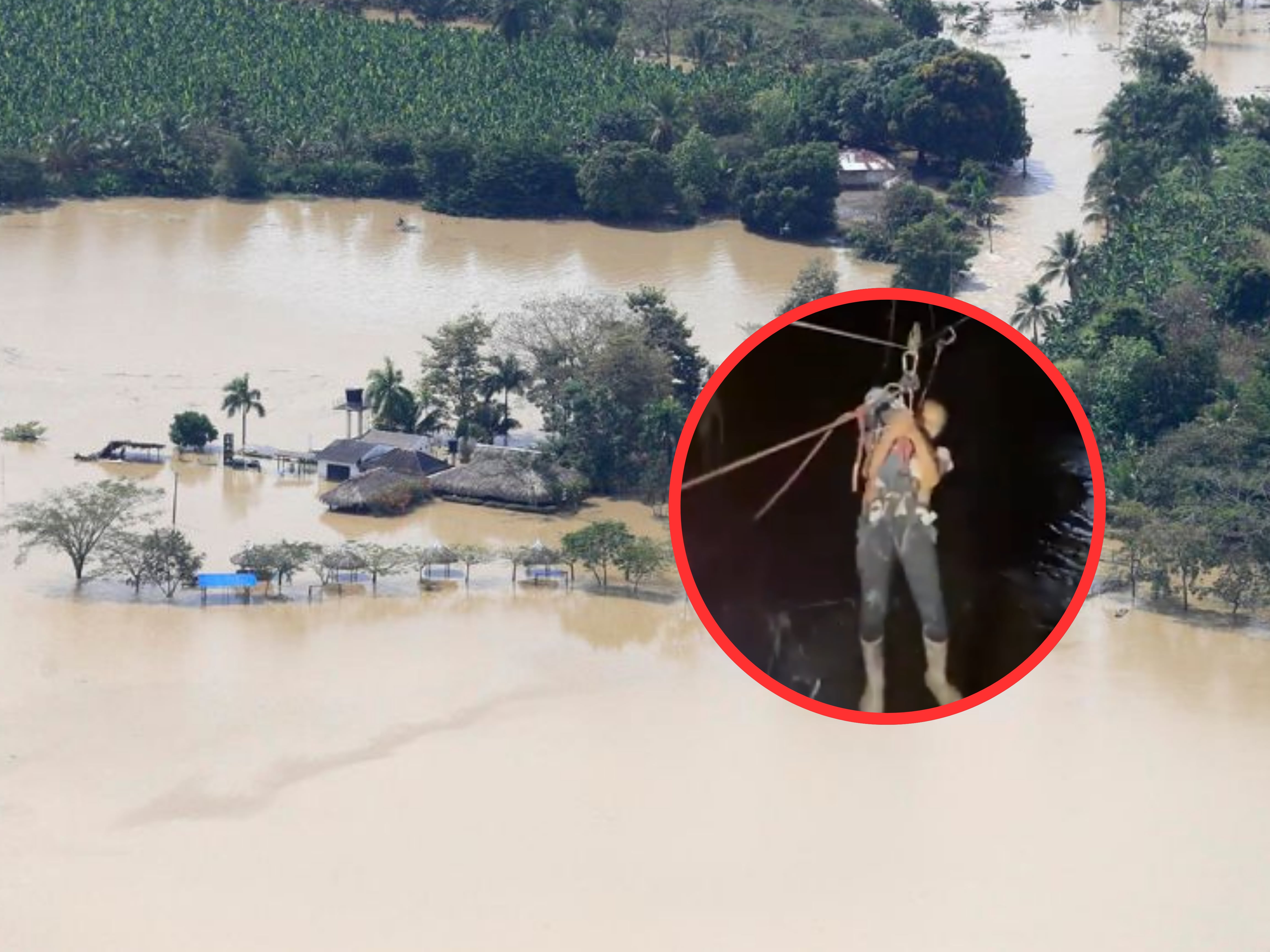 Rescate de una familia en medio de las emergencias por las lluvias en Necoclí, Antioquia. Foto: Cortesía.