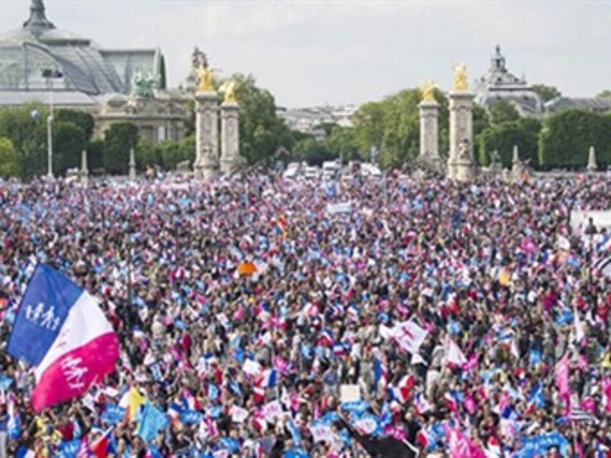 Protestas contra matrimonios homosexuales dejan 350 detenidos en Francia